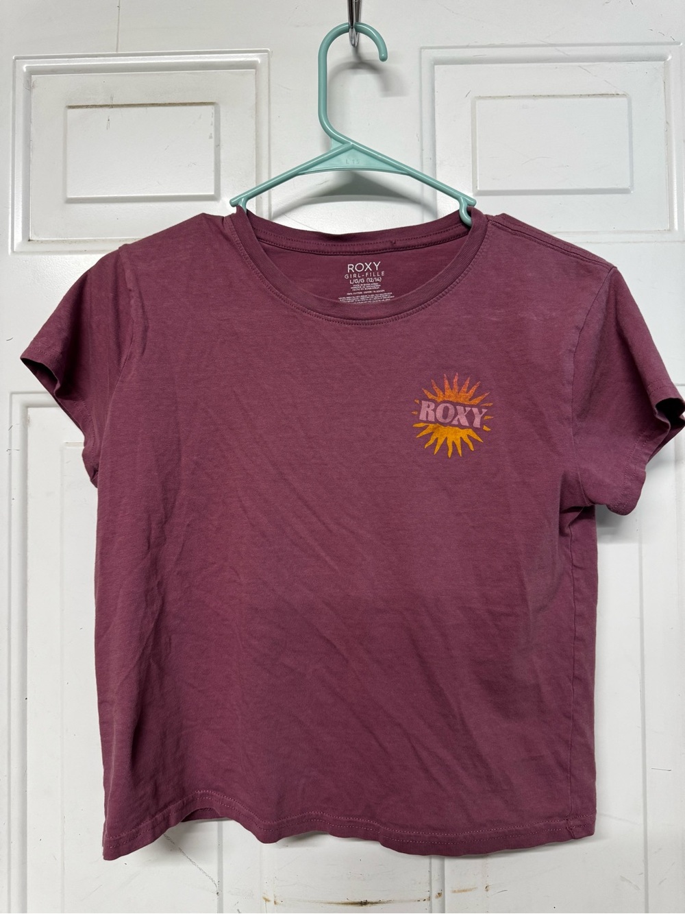 Roxy Plum Short Sleeve Tee with Sun Graphic